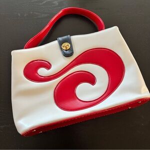 Vintage Red and White Swirl Shoulder Bag